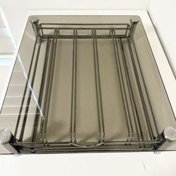 Smart Works Tinted Glass Top & Chrome Finish & Steel Frame K-Cup 35 Pod Holder Drawer with Integrated Roller System