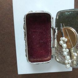 Vintage Silver Magnetic Hairpin Trinket Box 