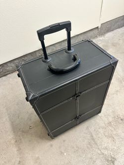 Black Rolling vanity Train Case on Wheels