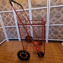 Red folding metal shopping cart