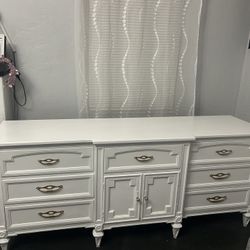Vintage San Marino 9 Drawer White And Gold Dresser