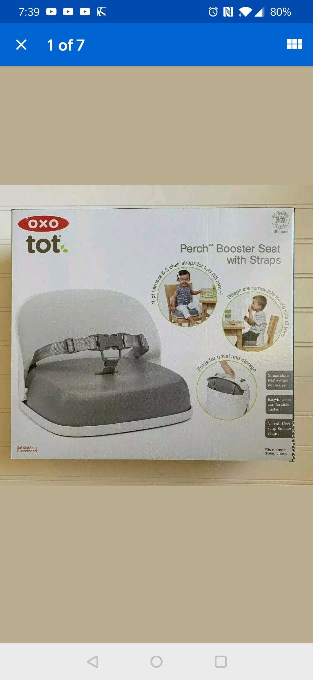 Booster seat for toddler, doesn't habe straps