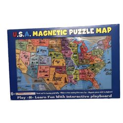 USA Magnetic State Puzzle Map Ata-Boy Play-N-Learn New Sealed