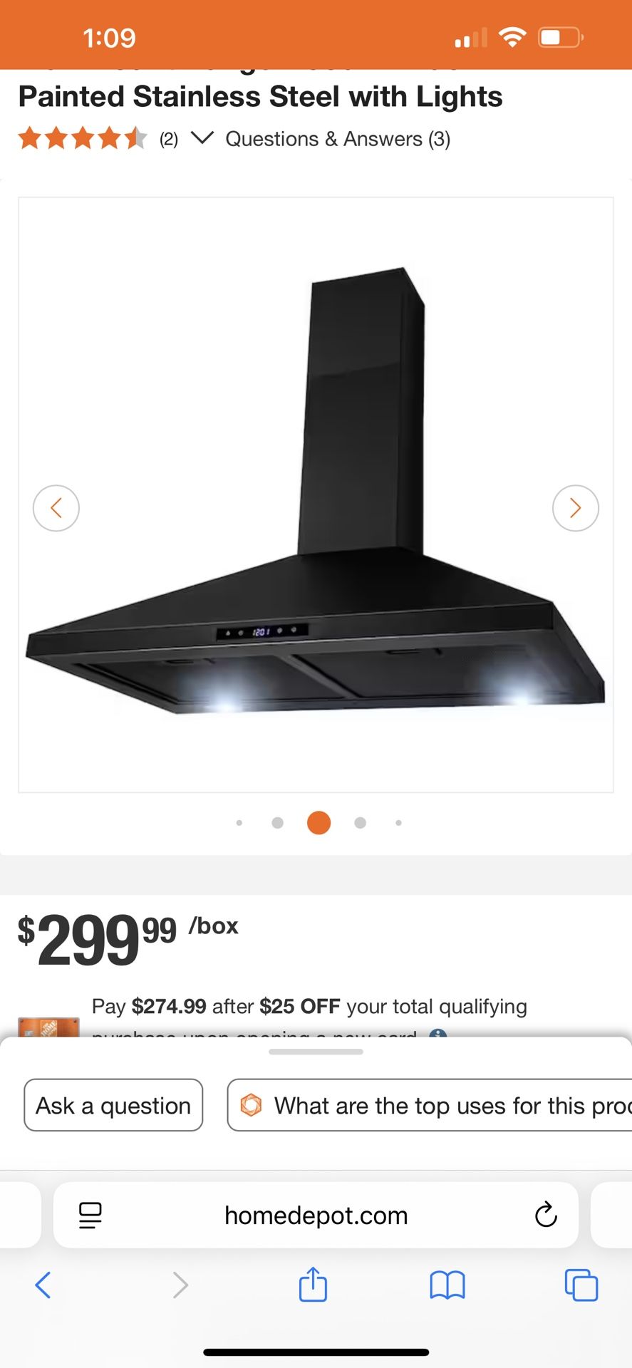 AKDY 30 in. 217 CFM Convertible Kitchen Wall Mount Range Hood in Black Painted Stainless Steel with Lights