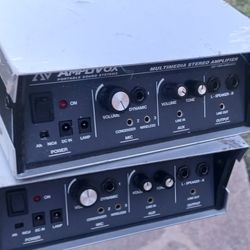 2 Amplivox Portable Sound Systems Multimedia Stereo Amplifiers New
