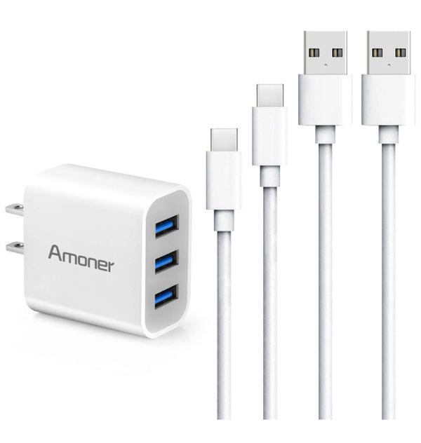 131 Wall Charger Usb Type C Cable 3ft 6ft 15w 3 Port Compact