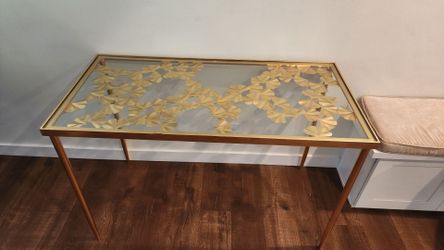 SAFAVIEH Otto Ginkgo Leaf Antique Gold Leaf Desk
