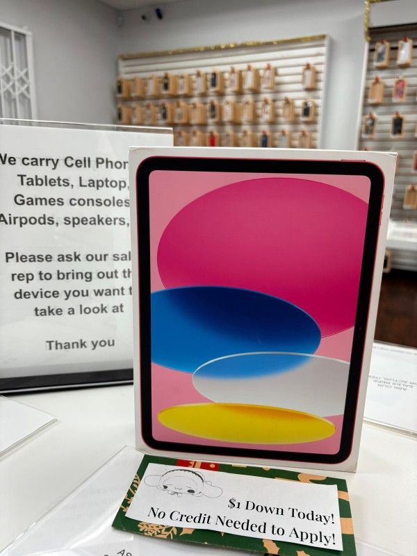 Apple IPad 10th Gen Tablet - Pay $1 To Take It Home Today and pay the rest later.