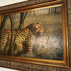 Framed Painting Of A Cheetah In The Wild By Edvard Munch