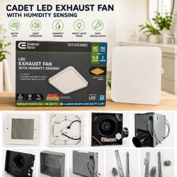 Commercial Electric LED Exhaust Fan with Humidity Sensing .