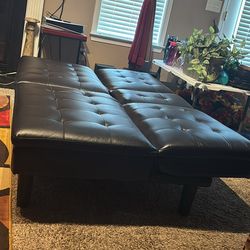 Chocolate Brown Faux Leather Futon