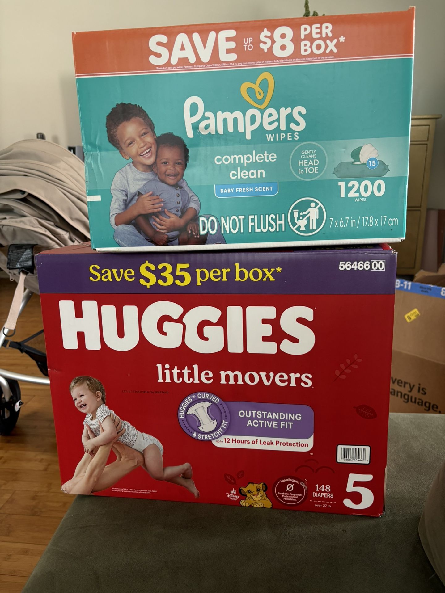 Huggies Diapers + Pampers wipes 