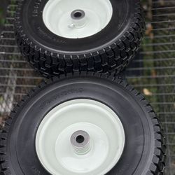 13x5.00-6 Flat Free Lawn Mower Tires and Wheels 3/4" 5/8" 1/2" Ball Bearings, 13x5x6 Zero Turn Mower Front Tires, Smooth Tires for Commercial Grade La