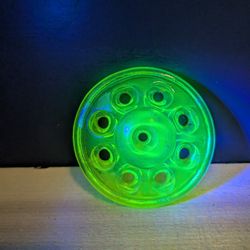 Vintage 9 Hole Uranium Glass Flower Frog