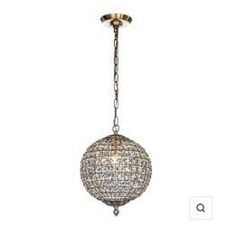 Retro Antique Gold Crystal Globe Pendant Chandelier