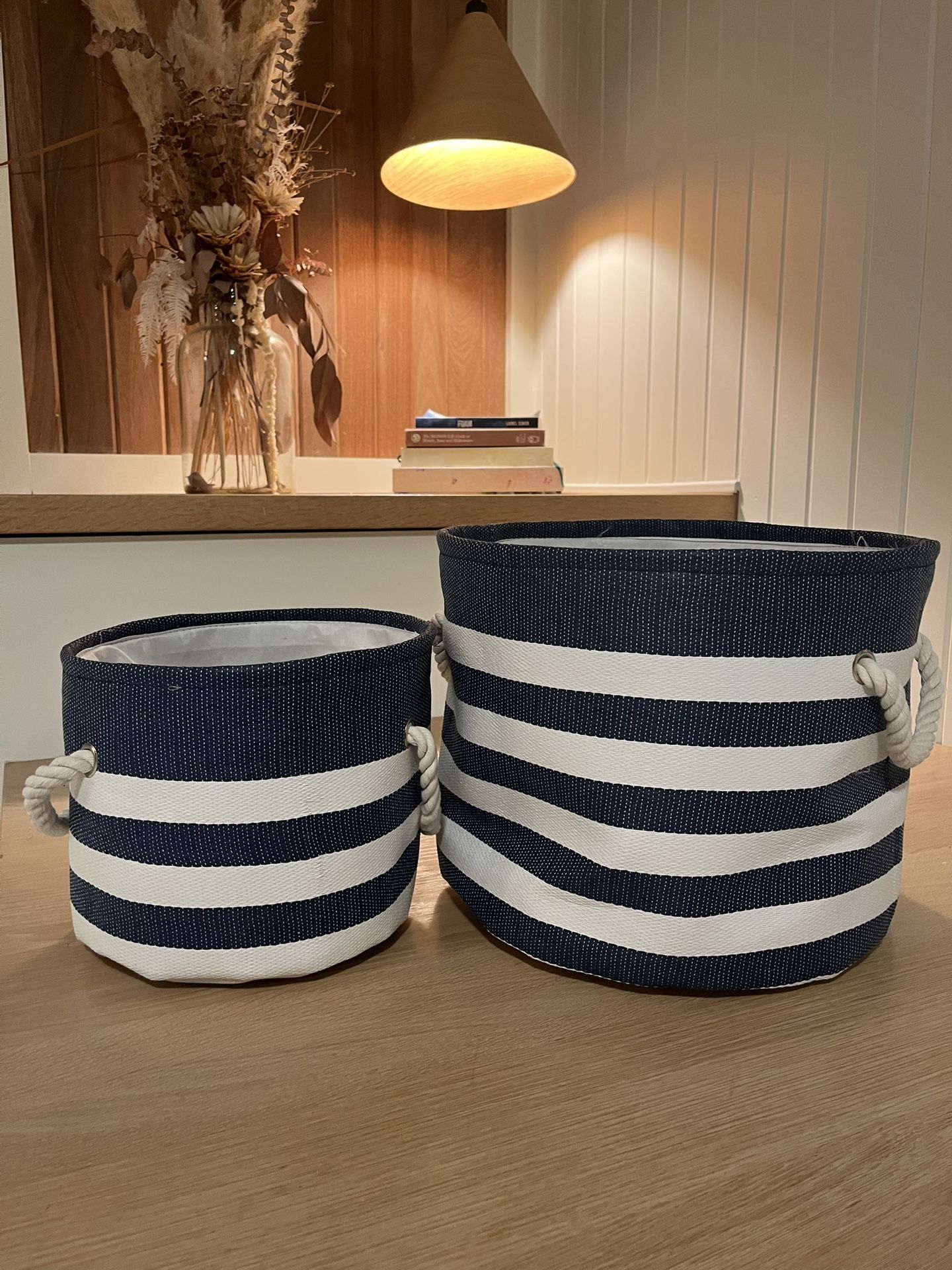 Navy Nautical Striped Baskets