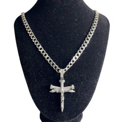 Genuine SS925 AAA CZ Jesus Cross Pendant Necklace