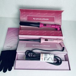 Lot Of 2 Beauty Creations Hair Curling Wands With Gloves, 2 Shades Pink