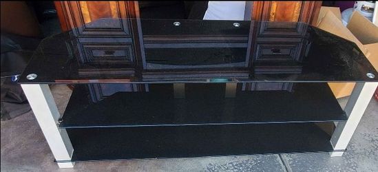 Black Glass 3-Tier TV Stand