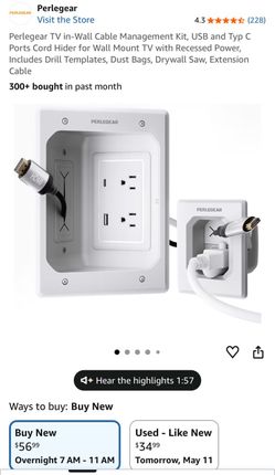 Perlegear In-Wall TV Cable Management Kit