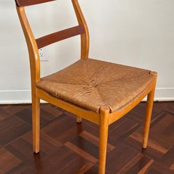Model 418 Teak Dining Chair in Teak and Rush by Arne Vodder for Sibast, 1960s