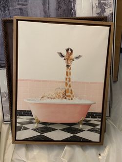 🦒🦙 Framed Animal Artwork – Set of 2-$75