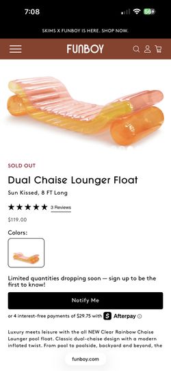 Pool float: Dual Chaise Lounger Float Sun Kissed, 8 FT Long