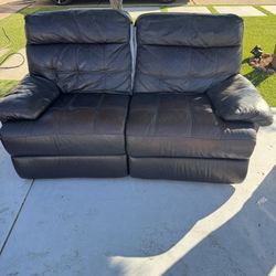 Brown Leather Reclining Sofa (2 Set)