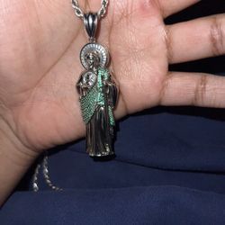 San Judas Silver Necklace For Men 