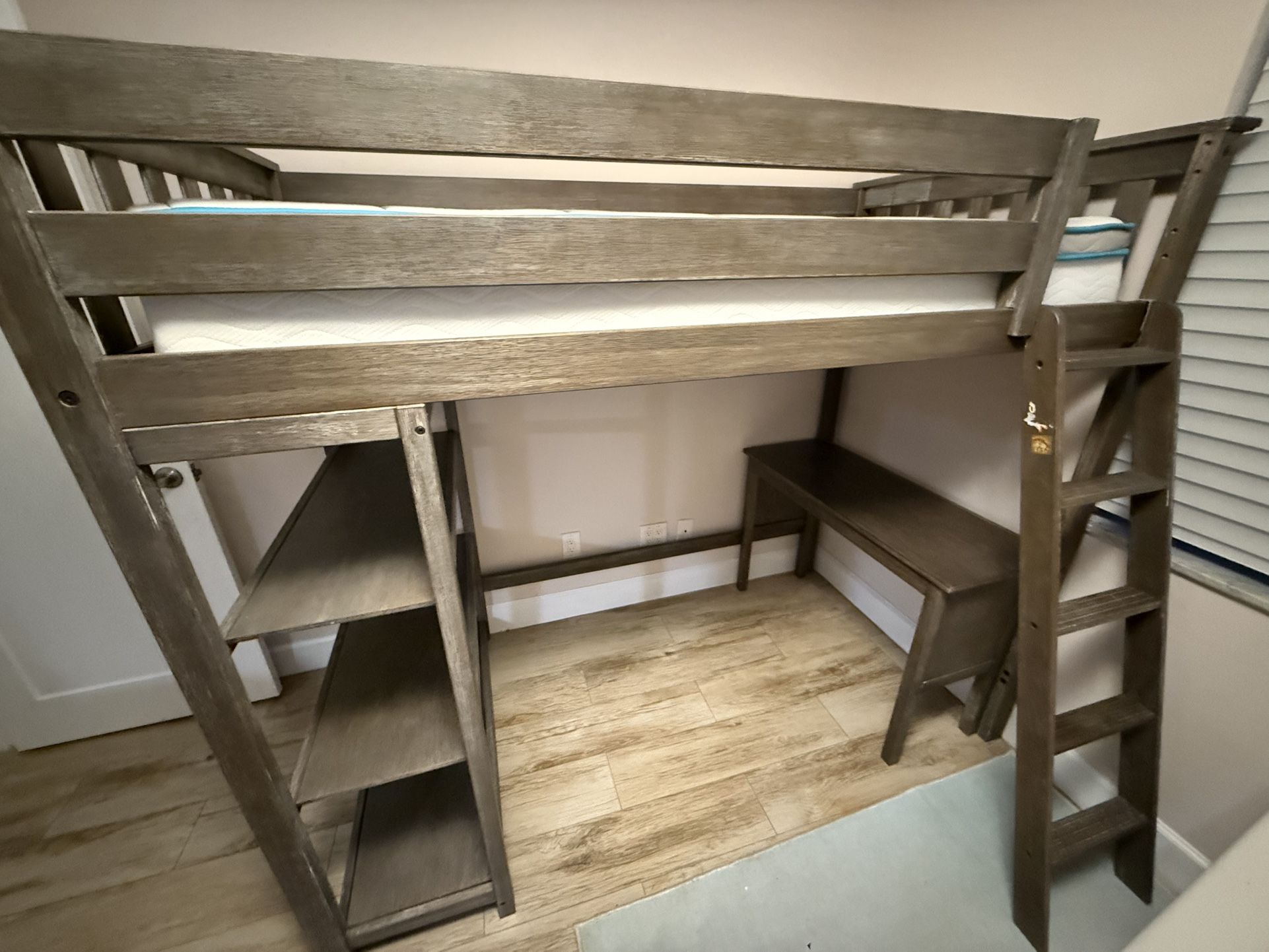 Loft Bed - Max And Lily Loft Bed With Shelves And Desk