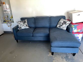 Navy blue sofa chaise