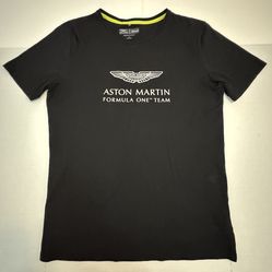Pre Owned Good  Aston Martin Formula One Team  T Shirt  Printed  Black  Men  Size EU/UK Large - US Medium
