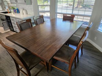 Counter-Height Dining Set with Storage Table and 6 Chairs