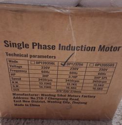VEVOR 3.7HP Air Compressor Motor, 3450RPM Electric Motor, 230V 17.2 Amps, 5/8" Keyed Shaft 56 Frame, 1.88" Shaft Length, Single Phase, CCW/CW Rotation