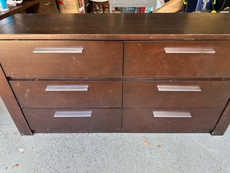 Dark Brown 6-Drawer Wood Dresser