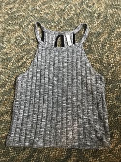 Grey ribbed crop top