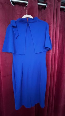 Royal Blue Cape-Style Midi Dress