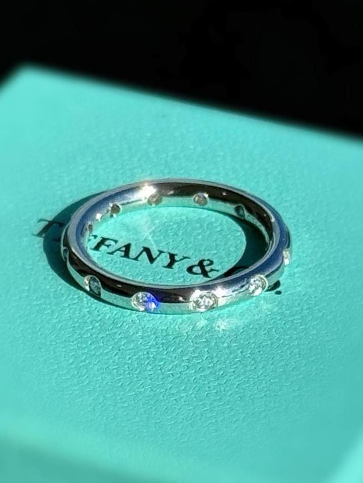 Tiffany & Co Elsa Peretti Platinum Stacking 0.36Ctw Diamond Band Ring 12 Diamonds Size 5.75