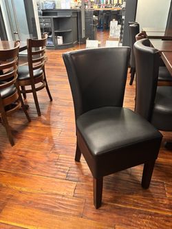 Black leather dining chairs