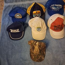 FISHING BALL CAPS MENS LOT OF 7