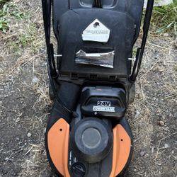WORX 24V Cordless Electric Lawn Mower (w/ Battery + Grass Bag