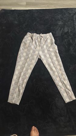 Plaid Drawstring Tapered Pants