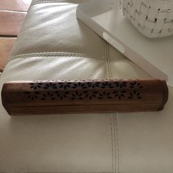 Incense burner, box, Indian, wood, like new, with incense stick storage