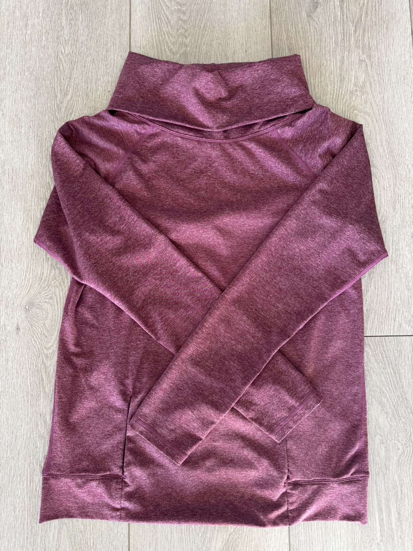 Lululemon Dark Pink Cowl-Neck Kangaroo Pocket Thumb Hole Pullover Long Sleeve Shirt Estimated Size 6