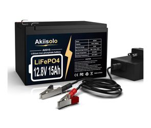 Akiisolo 12V 15Ah Lithium Batterv LiFePO4 Deep Cvcle Battery