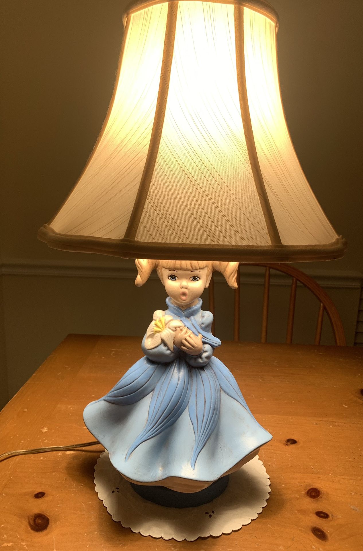 Vintage Atlantic Mold Girl Lamp With Monter Lite Shade