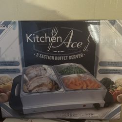 Brand New Buffet Server 3 Section Warming Tray Stainless Steel Electric Food Warmer