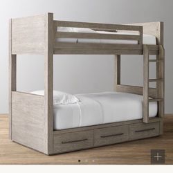 RH Bunk Twin Bed With Mattresses 