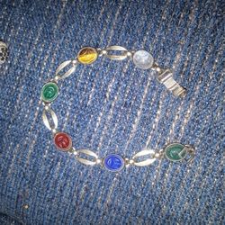 Sterling Silver 925 Multicolored Scarab Bracelet