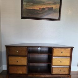 McM Wood Corner Console with 2-Cabinets
